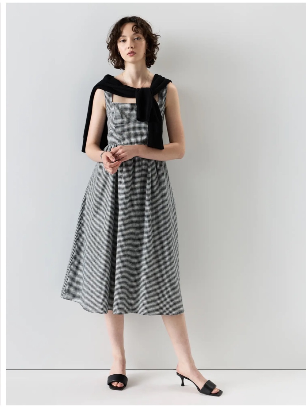 Quince 100% European Linen Midi Dress In Classic Mini Gingham Size XL - Picture 5 of 14